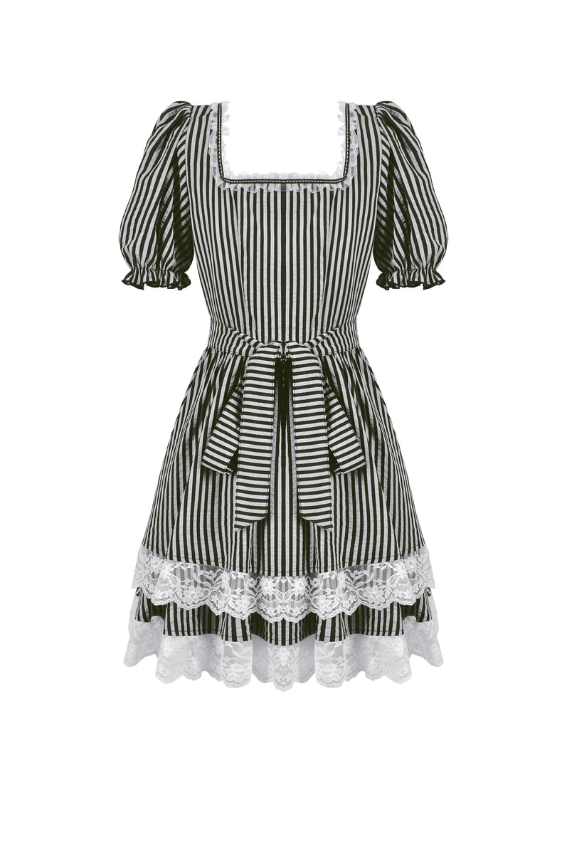 Midnight Masquerade – Noir Striped Circus Dress DW1079 – DARK IN LOVE