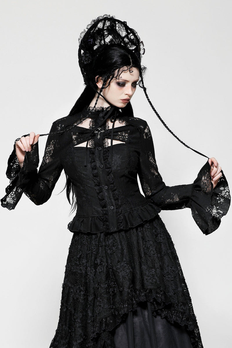 Gothic lace sexy hollow cross blouse IW120 – DARK IN LOVE
