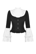 Load image into Gallery viewer, Elegant Gothic Black and White Doll Blouse IW123