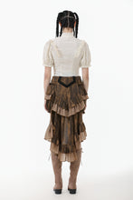 Load image into Gallery viewer, Vintage-Inspired Cotton-Linen Blouse with Sculpted Mushroom Buttons IW125