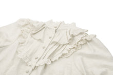 Load image into Gallery viewer, Vintage-Inspired Cotton-Linen Blouse with Sculpted Mushroom Buttons IW125