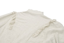 Load image into Gallery viewer, Vintage-Inspired Cotton-Linen Blouse with Sculpted Mushroom Buttons IW125