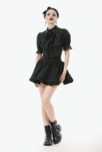 Load image into Gallery viewer, Gothic Short-Sleeve Blouse with Removable Rosette Cravat IW126