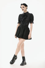 Load image into Gallery viewer, Gothic Short-Sleeve Blouse with Removable Rosette Cravat IW126