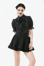 Load image into Gallery viewer, Gothic Short-Sleeve Blouse with Removable Rosette Cravat IW126