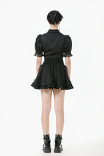 Load image into Gallery viewer, Gothic Short-Sleeve Blouse with Removable Rosette Cravat IW126