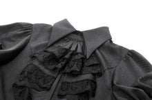 Load image into Gallery viewer, Gothic Short-Sleeve Blouse with Removable Rosette Cravat IW126