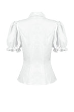 Load image into Gallery viewer, Gothic White Blouse with Lace Cravat & Jewel Brooch IW129