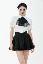Load image into Gallery viewer, Gothic White Blouse with Lace Cravat & Jewel Brooch IW129