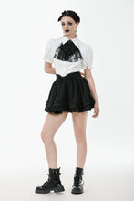 Load image into Gallery viewer, Gothic White Blouse with Lace Cravat & Jewel Brooch IW129