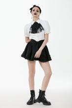 Load image into Gallery viewer, Gothic White Blouse with Lace Cravat & Jewel Brooch IW129
