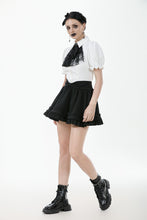 Load image into Gallery viewer, Gothic White Blouse with Lace Cravat & Jewel Brooch IW129
