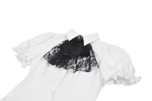 Load image into Gallery viewer, Gothic White Blouse with Lace Cravat & Jewel Brooch IW129