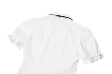 Load image into Gallery viewer, Gothic White Blouse with Lace Cravat & Jewel Brooch IW129