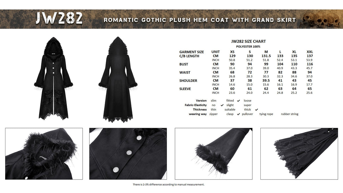 Romantic gothic plush hem coat with grand skirt JW282 – DARK IN LOVE