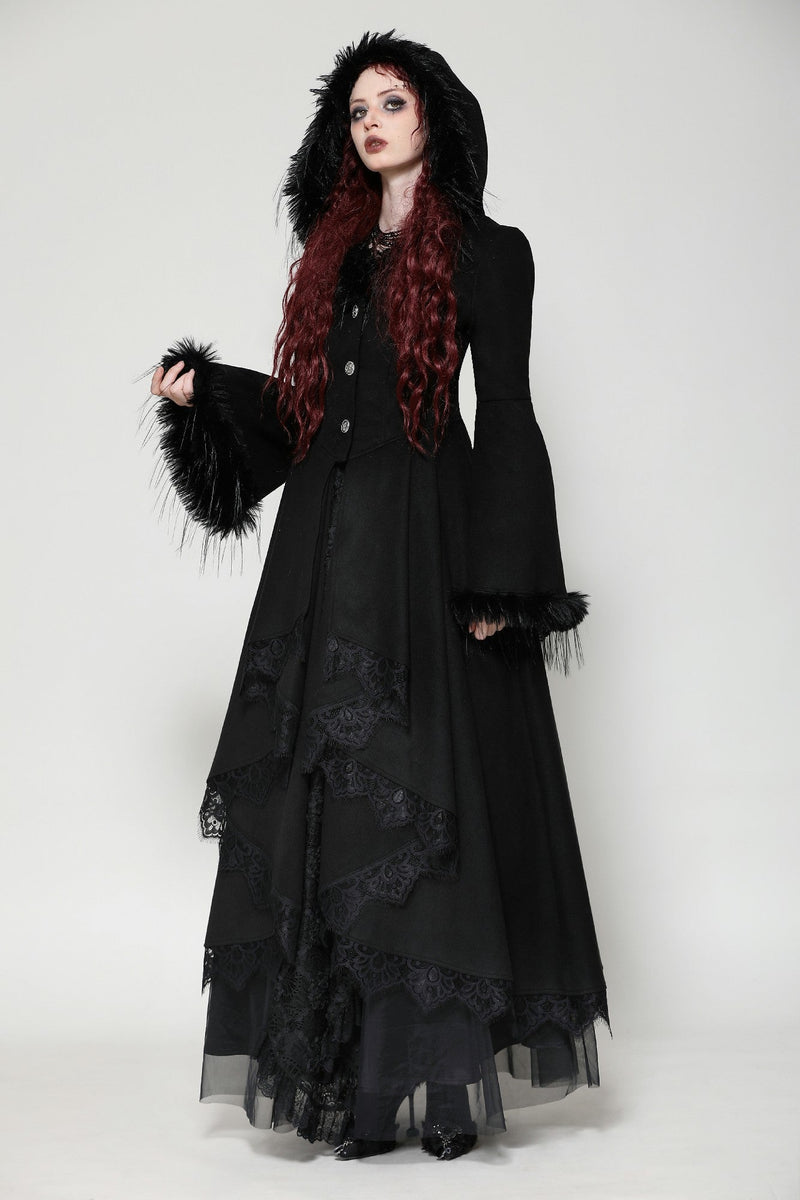 Romantic gothic plush hem coat with grand skirt JW282 – DARK IN LOVE