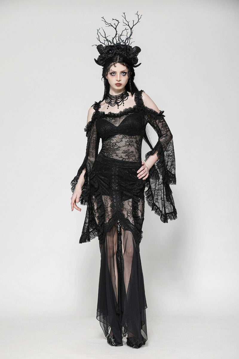 ★CLANE★CLASSIC LACE MERMAID SKIRT Gothic Lace and Mesh Mermaid Skirt KW365 – DARK IN LOVE