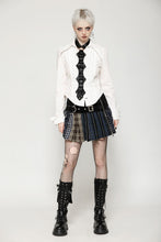Load image into Gallery viewer, Colorful Plaid Patchwork Leather-Waist Skirt KW380