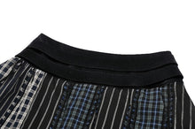 Load image into Gallery viewer, Colorful Plaid Patchwork Leather-Waist Skirt KW380
