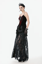 Load image into Gallery viewer, Gothic Velvet & Sheer Lace Paneled Long Skirt KW383