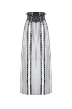 Load image into Gallery viewer, Rebel Leather and Mesh Maxi Skirt with Lace-Up Waist and Eyelet Detail KW403