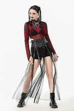 Load image into Gallery viewer, Rebel Leather and Mesh Maxi Skirt with Lace-Up Waist and Eyelet Detail KW403