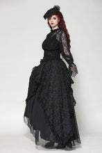 Load image into Gallery viewer, Black Hollow Lace Elastic Pleated Waist Eyelash Lace Cuff Top TW608