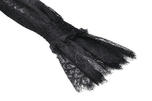 Load image into Gallery viewer, Black Hollow Lace Elastic Pleated Waist Eyelash Lace Cuff Top TW608