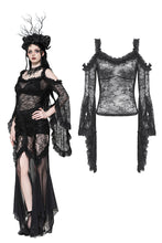 Load image into Gallery viewer, Gothic Romantic Lace Flare Sleeve Top TW623