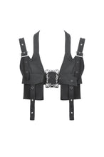 Load image into Gallery viewer, Rebel Punk Halter Crop Top with Utility Pocket and Decorative Buckle TW639
