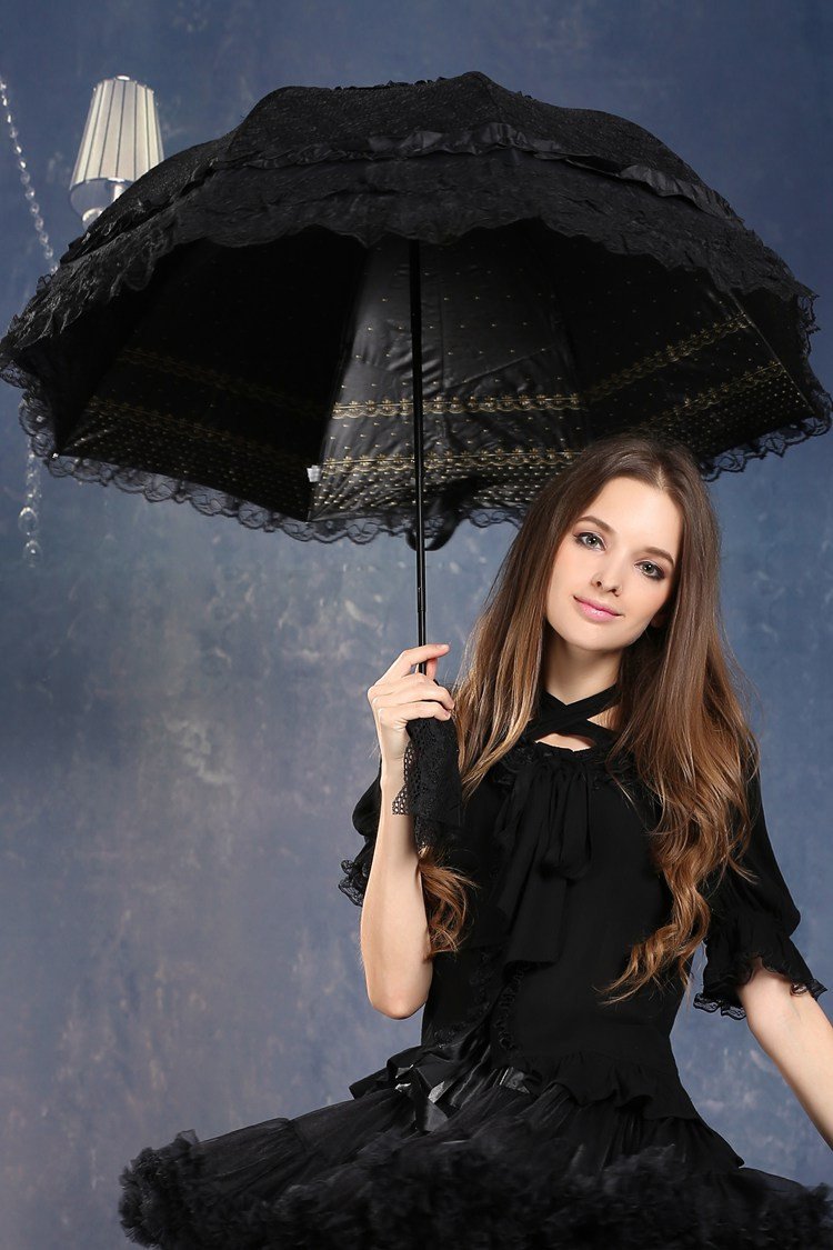 Lolita lace waterproof telescopic umbrella parasol AUM003  DARK IN LOVE