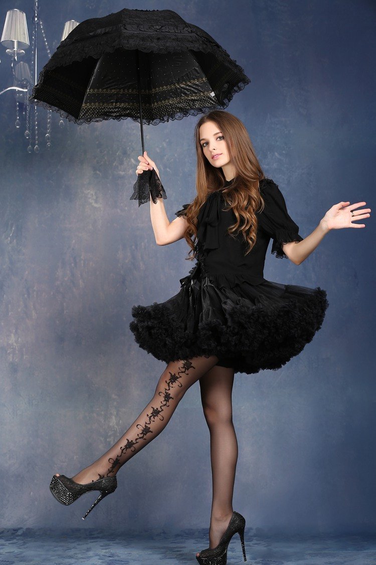 Lolita lace waterproof telescopic umbrella parasol AUM003 – DARK IN LOVE