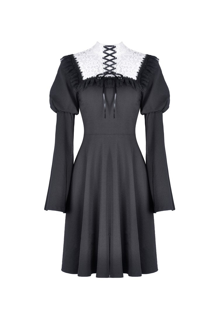 Cute goth outfits chiffon dress with white lace up chest DW328 DARK IN LOVE Cute goth outfits chiffon dress with white lace up chest DW328 DARK IN LOVE