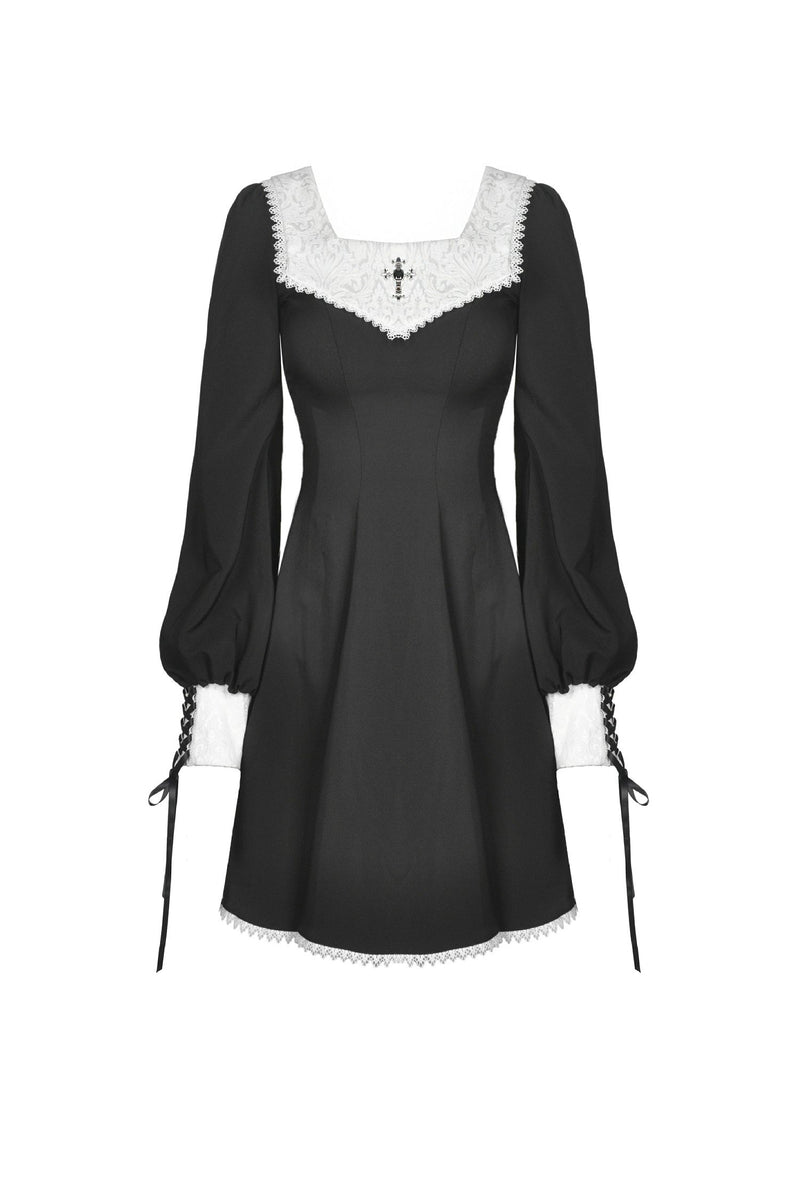 white collar on black dress gone grey Pointy Collar Dress in Black and White by Hemet – Glitz Glam and Rebellion main image 0