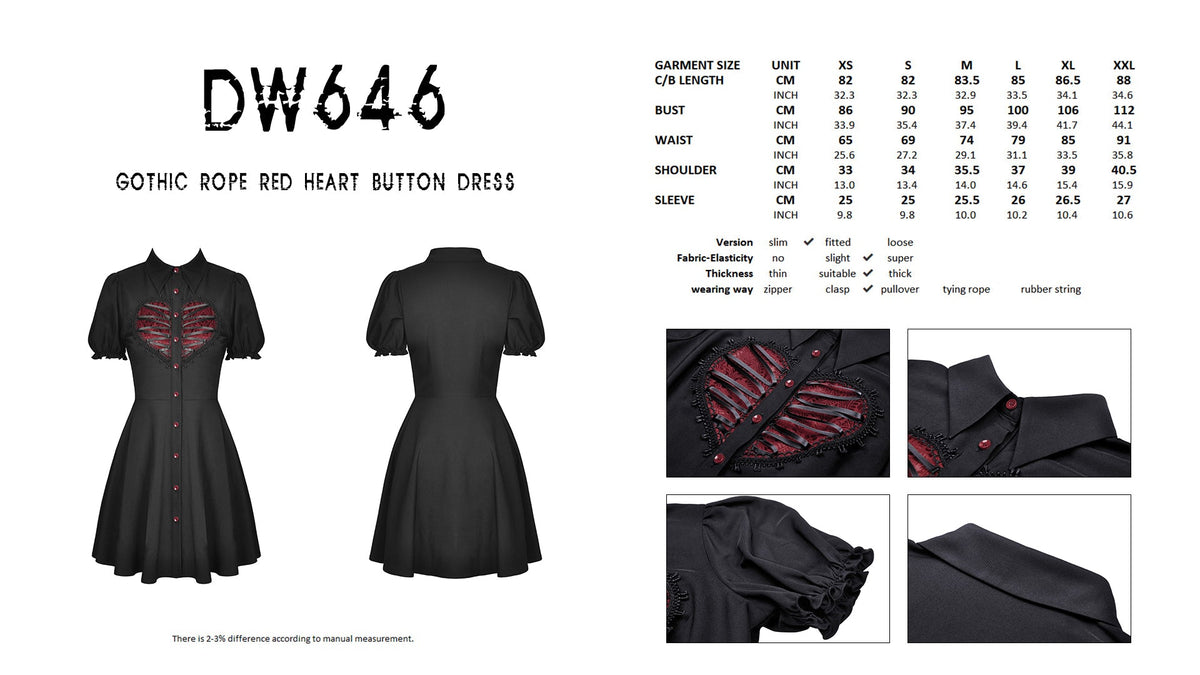 Gothic rope red heart button dress DW646 – DARK IN LOVE