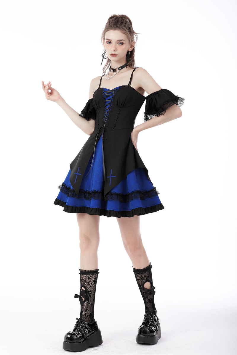 Gothic lolita black blue cross dress DW689 – DARK IN LOVE