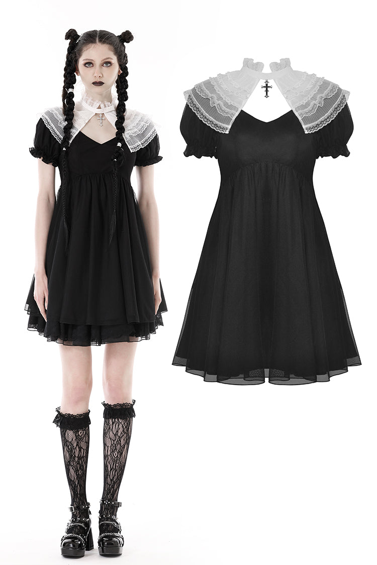 Gothic lolita cross black white princess dress DW807BK – DARK IN LOVE