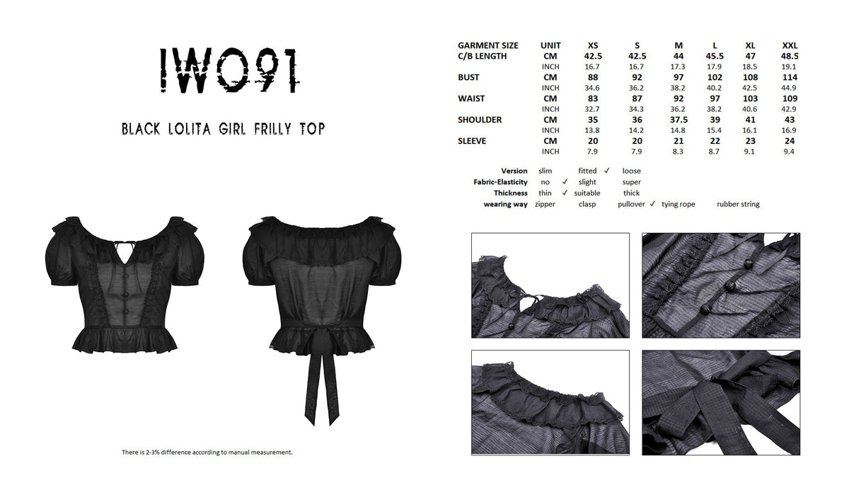 Black lolita girl frilly top IW091 – DARK IN LOVE