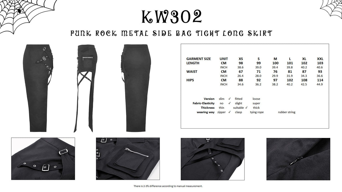 Punk rock metal side bag tight long skirt KW302 – DARK IN LOVE