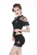 Load image into Gallery viewer, Black knitted short legging with side flower PW086 - Gothlolibeauty