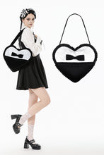 Load image into Gallery viewer, Lolita Black &amp; White Bow Heart Bag ABG015