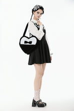 Load image into Gallery viewer, Lolita Black &amp; White Bow Heart Bag ABG015