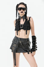Load image into Gallery viewer, Punk Batwing Leather Choker with O-Ring and Star Drop ACK152