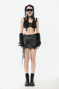 Punk Batwing Leather Choker with O-Ring and Star Drop ACK152