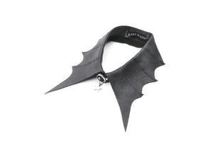 Punk Batwing Leather Choker with O-Ring and Star Drop ACK152