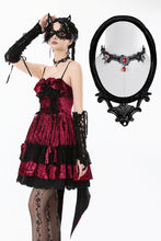 Load image into Gallery viewer, Fallen Prayer｜Gothic Red Gem Cross Lace Choker ACK153