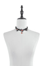 Load image into Gallery viewer, Fallen Prayer｜Gothic Red Gem Cross Lace Choker ACK153