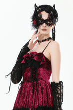 Load image into Gallery viewer, Fallen Prayer｜Gothic Red Gem Cross Lace Choker ACK153