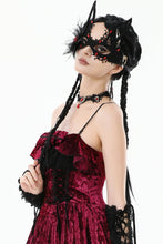 Load image into Gallery viewer, Fallen Prayer｜Gothic Red Gem Cross Lace Choker ACK153