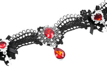 Load image into Gallery viewer, Fallen Prayer｜Gothic Red Gem Cross Lace Choker ACK153